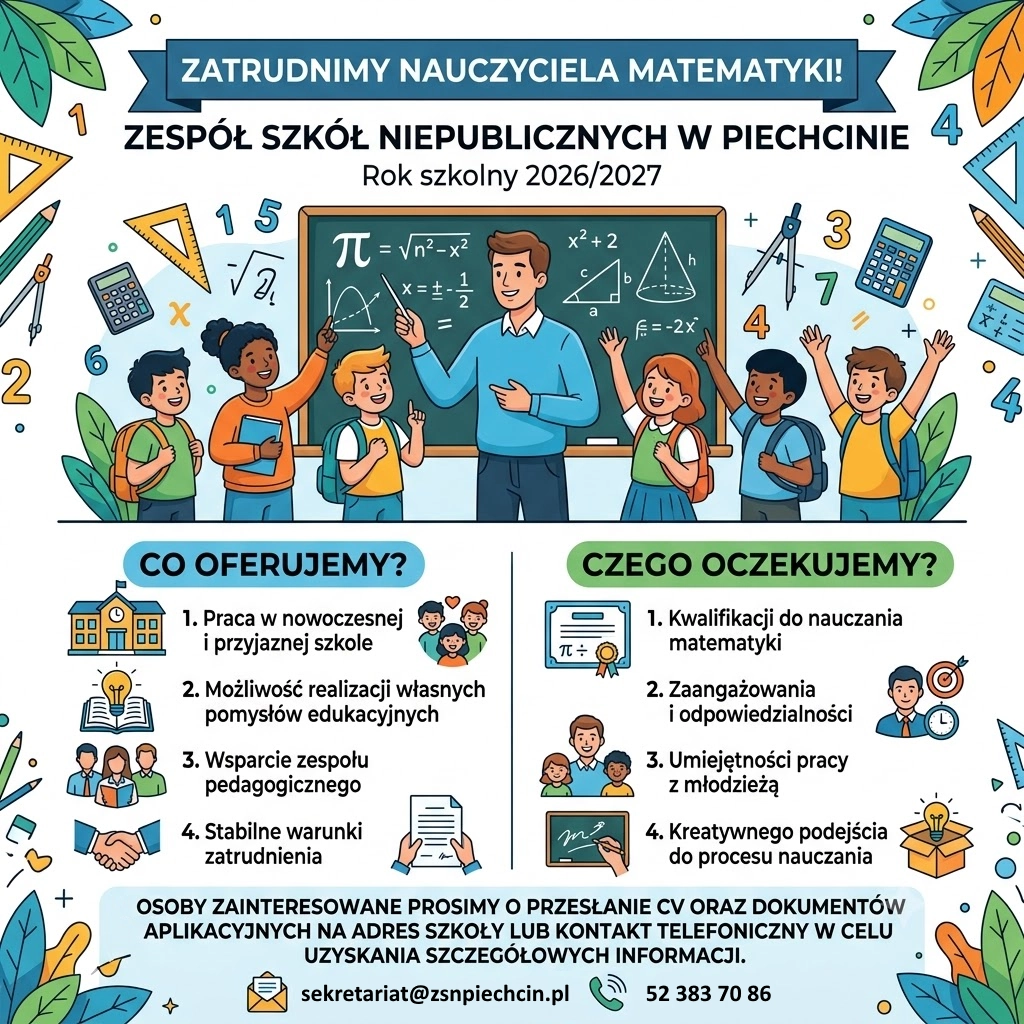 Zatrudnimy nauczyciela matematyki